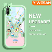 YIWESAN เคสสำหรับ Xiaomi Redmi 9A Redmi 9I การ์ตูนโดราเอมอนซิลิโคนแบบนุ่มโปร่งใสเคสมือถือสร้างสรรค์สัตว์ประหลาดน้อยน่ารักเลนส์กล้องถ่ายรูปเคสป้องกันแบบกันแรงสั่นสะเทือนเคสใส