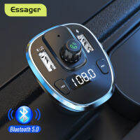 Essager USB Car Charger Bluetooth 5.0 Car Kit แฮนด์ฟรี FM Transmitter MP3 U Disk TF Card Player เครื่องชาร์จศัพท์มือถือสำหรับ Auto