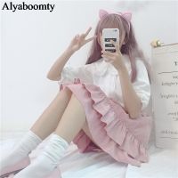 2021 Summer Women Lolita Style Chiffon Blouse Peter Pan Collar White Black Pink Cute Blusas Short Sleeve Kawaii Mori Girl Shirt