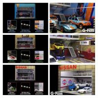 G-Fans 1:64 Assemble Diorama Double-Desk LED Lighting Garage Model Car Parking Lot Display - 3 Coating Version