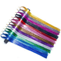 Hair Tinsel Strands of Hair Colored Hair Strands Glitter Hair Extensions for Braids Hair Dazzle Braids with Elastic Extensiones