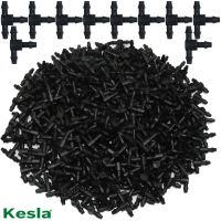 KESLA 50PCS Plastic Barbed 3-Way TEE Connector for 4/7mm Tubing Watering Pipe Hose Couplings Micro Drip Irrigation Garden Tools Watering Systems Garde