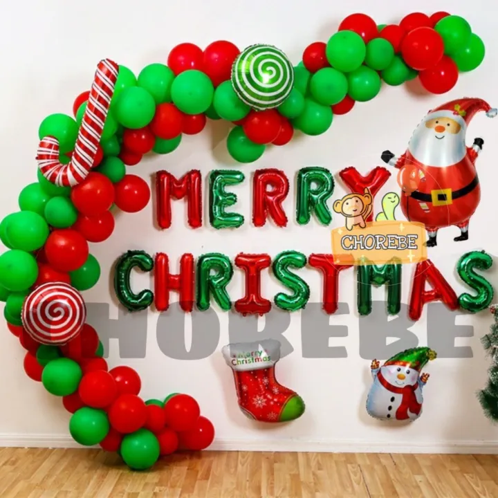 Paket Dekorasi Hiasan Dekorasi Balon Natal Merry Christmas 03 | Lazada Indonesia