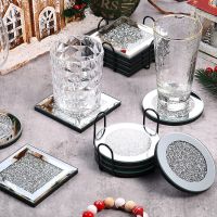 【CW】卍  Glass Material And Cup Coaster Sets Tablewares Decoration Saucer With Rhinestones