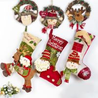 ถุงเท้าคริสต์มาสถุงของขวัญของตกแต่งคริสต์มาสถุงเท้าซานตาคลอสเด็กอนุบาลของขวัญตกแต่งฉาก DIY ของขวัญคริสต์มาสแฮนด์เมด