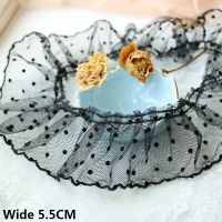 5.5CM Wide Tulle Polka Dot Mesh Pleated Fabric Ruffle Stitching Fringe Lace Collar Edging Trim Dress Apparel Sewing Accessories Fabric  Material