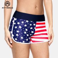 【TAKU Swimsuit】 Attraco Women Swimshorts American Flag Beach Shorts ชุดว่ายน้ำ Briefs Man ชุดว่ายน้ำกางเกงว่ายน้ำ Sea Short Bottoms