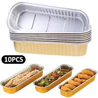 Air Baking Bakeware Tin Rectangle Cake Pudding Baking Reusable Tool 10pcs Tinfoil Aluminum Mold Pastry Cup Foil Fryer Pan Tray Baking Trays  Pans