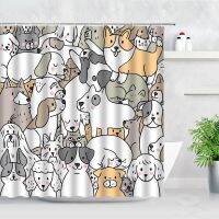 Funny Cartoon Dogs Shower Curtains 3D Cute Animal Cats Simple Nordic Home Bathroom Decor Screen Waterproof Bathtub Bath Curtain