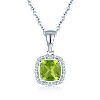 Pendants Natural Peridot 925 Sterling Silver Classic Design Elegant Women‘s Holiday Gift