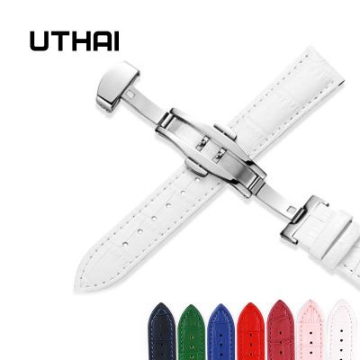 UTHAI Z09 plus Genuine Leather Watchbands 12-24mm Universal Watch Butterfly buckle Steel Buckle Strap Wrist Belt Bracelet Tool