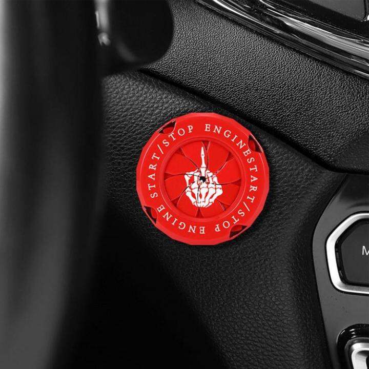 one-button-start-cover-push-to-start-ignition-cover-middle-finger-design-car-engine-decoration-automobile-interior-accessories-supple