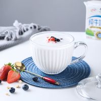 Lovely breakfast cup with cover web celebrity home a bigger teaspoons of large capacity of oatmeal milk yogurt glass cup Europe type