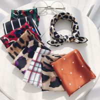 ✿▧ 50x50cm Fashion Polka Dot Leopard Silk Scarf DIY New Styles Women Head Neck Satin Hair Ties Bands Small Square Scarf Neckerchief