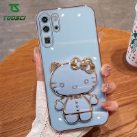 Toosci น่ารักหรูหรา Hello Kitty เคสเคสโทรศัพท์แบบตั้งได้กระจกแต่งหน้าเคสนิ่มสำหรับ Huawei P20 Pro Huawei P30 Pro Huawei P40โปร Huawei P50โปร Huawei P30 Lite Huawei P40ไลท์