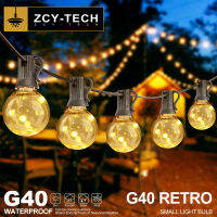 ZCY 30Ft Patio String Light 9.2M กลางแจ้ง Garland ไฟกันน้ำ G40 Fairy หลอดไฟสำหรับคริสต์มาสปีใหม่ปาร์ตี้สวน Garlands BBQ งานแต่งงาน Bistro ตกแต่ง