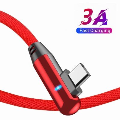 （A LOVABLE）90องศา USB Type C3ACharging สายข้อมูลสำหรับ SamsungRedmi Note 9โทรศัพท์ USB CQuick Charger Wire