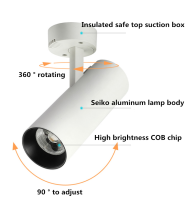 ZZOOI Surface Mounted LED Downlights Foldable 360° Rotatable COB LED Ceiling Spot lights 10W15W20W LED Lamps Background Wall Lighting