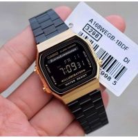 นาฬิกา Casio รุ่น A168WEGB-1B  นาฬิกาดิจิตอล สีดำ/ทอง ใส่ได้ทั้งชายและหญิง - ของแท้ 100% รับประกันสินค้า 1 ปีเต็ม