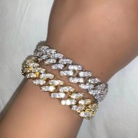 Iced Out Rhinestone Cuban Link Chain Bracelet for Women Luxury Bling Crystal Cuban Chunky Bracelets Men Punk Hip Hop Jewelry