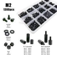 [HOT JIAZZAQQMGW 555] 445/1300ชิ้น/เซ็ต M2 M2.5 M3 M4 PCB เมนบอร์ดพลาสติกสีดำไนลอน Hex Hexagon Spacer คอลัมน์ Standoff สกรู Nut เครื่องซักผ้าชุดกล่อง