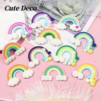 【Cute Deco】Lovely Star Rainbow (11 Types) Purple Yellow Blue - Stars / Pink Green White - Clouds Charm Button Deco/ Cute Jibbitz Croc Shoes Diy / Charm Resin Material For DIY