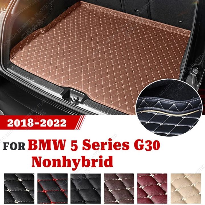 Wearing-Resistant PU Leather Car Trunk Mat For BMW 5 Series Sedan Non-hybrid  2018 2019 Non-Slip Bottom Design