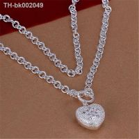 ❀☊ wholesale 925 Sterling silver Necklace high quality charms heart for women lady wedding Crystal Fashion Jewelry