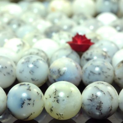 Natural White Moss Opal Smooth Round Loose Beads Wholesale Gemstone Semi Precious Stone Bracelet Necklace Jewelry Making Design