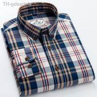✾✗▬ England Contrast Checkered Shirts Pocketless Button-down Soft Cotton Sleeve Standard-fit Shirt