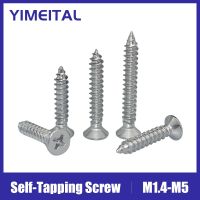 YIMEITAL M1.4M1.7M2 M2.2M2.6M3 M4 M5 304 Stainless Steel Cross Recessed Countersunk Flat Head Self-tapping Screws Wood Screws Nails Screws  Fasteners