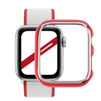 นาฬิกาป้องกัน PC ชุบไฟฟ้าสองสีเคสสำหรับ Apple Watch ซีรี่ส์7 &amp; 6 &amp; SE &amp; 5 &amp; 4 44มม. (ขอบสีชมพู + ฐานสีขาว)(BiliBlistore)