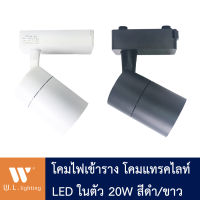 ไฟแทรคไลท์ Track light โคมไฟเข้าราง สีดำ/ขาว โคมไฟส่องเฉพาะจุด ไฟส่องสินค้า LED 20W/30W แสงวอร์ม 3000K ไฟ AC220V รุ่น JP9A-T-(20W/30W)-(ฺBK/WH)-3000K