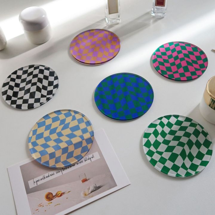 [yida Household Kitchenware] Creative Checkerboard Acrylic Coaster 