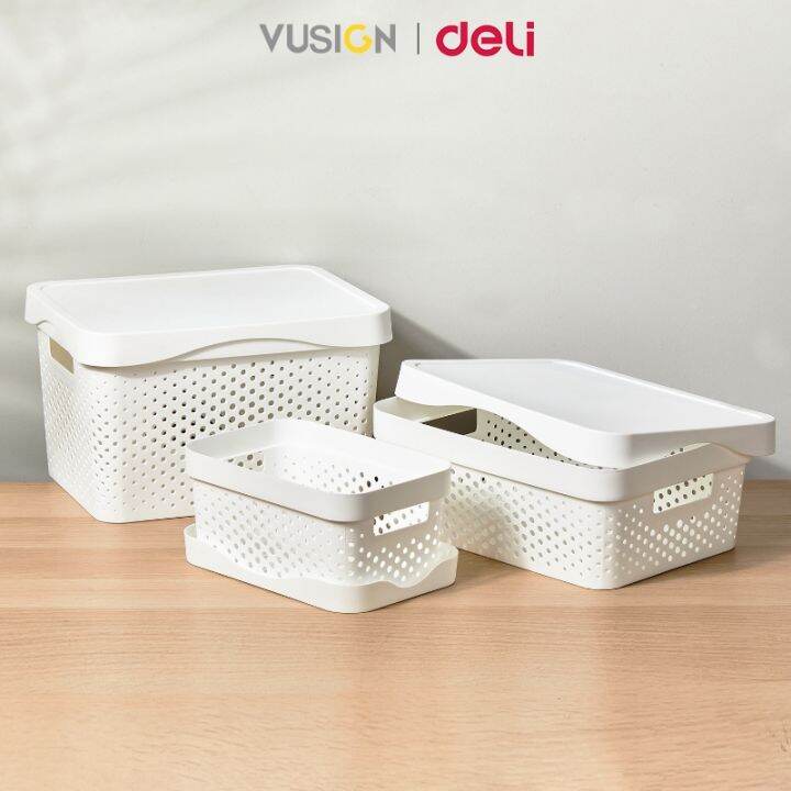 Vusign by Deli Plastic Storage Organizer Box With Lid Multifunction ...