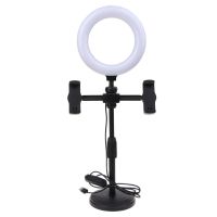 Desk Selfie Ring Light Stand amp; Phone Holder 3 Colors Dimmable Desk LED Light for Makeup Live Streaming