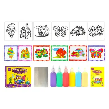 DIY Crystal Paint Arts and Crafts Set, Cartoon No-Baking Crystal Glue Paint  DIY Watercolor Paint Kit Color Pendant for Kid