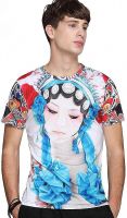 CAUAU47 Mens 3D Print Peking Opera Facial Masks T-shirt