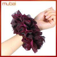 MUBAI กำมะหยี่สีทอง ขนาดใหญ่ scrunchies ชุดคลุมศีรษะ ศิลปะผ้าศิลปะ แหวนผมผ้ากำมะหยี่เงายืดหยุ่น ที่มีคุณภาพสูง อีลาสติก เชือกมัดผมหางม้าแวววาว ผมเส้นผม