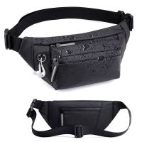 Men Black Waterproof Outdoor Waist Bag Casual Travel Sports Chest Bag Fanny Pack Fashion Crossbody Bag Nylon Bum Pouch Running Belt