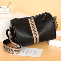 Vintage PU Leather Boston Women Small Handbag and Purse Fashion Female Stripe Designer Crossbody Bag Casual Pillow Shoulder Bag