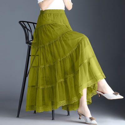 【CC】♚☾  Three-layer Big Gauze Skirt Womens and New A-line Pleated
