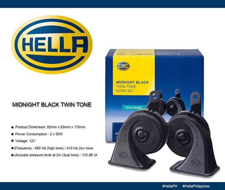 GENUINE HELLA MIDNIGHT BLACK TWIN TONE HORN SET Lazada