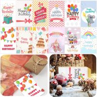 N33GVC3Q 30PCS Gift Invitations Cardstock Gift Wrapping Package Insert Happy Birthday Cards Message Postcard Cartoon Animal Greeting Labels