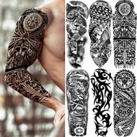 【YF】 Tribal Totem Full Arm Temporary Tattoo Sleeve For Men Women Adult Maori Skull Tattoos StickerBlack Fake Tatoos Makeup Tools