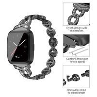 Jiayi Bling Strap For Fitbit Versa/Versa 2/Versa Lite Special Edition Bands For Women Metal Replacement Bracelet Wristband Black