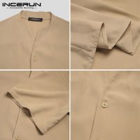 INCERUN Men Fashion Thin Plain Short Sleeve V Neck Button-down Baggy Soft Shirt