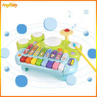 AngelBaby 3-In-1เปียโนไฟฟ้าแป้นคีย์บอร์ดชุุดกลอง Multi-Functional โอคาริน่าทารก Early ของเล่นเพื่อการศึกษา