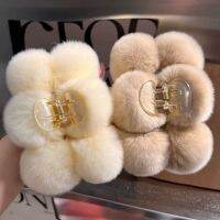 Large Real Rex Fur Clip Net Oversized Hair Scratcher Hairpin Headwear