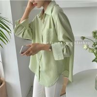 Korean Style Women Ladies Loose Long Sleeve Shirt Blouse Baju Baju Wanita Lengan Panjang